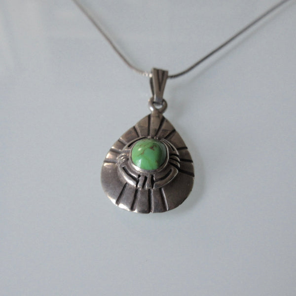 Navajo Turquoise Pendant and Sterling Silver Necklace