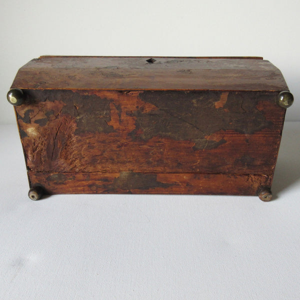 Tea Caddy Sarcophagus Shaped  Burr Wood  19th Century