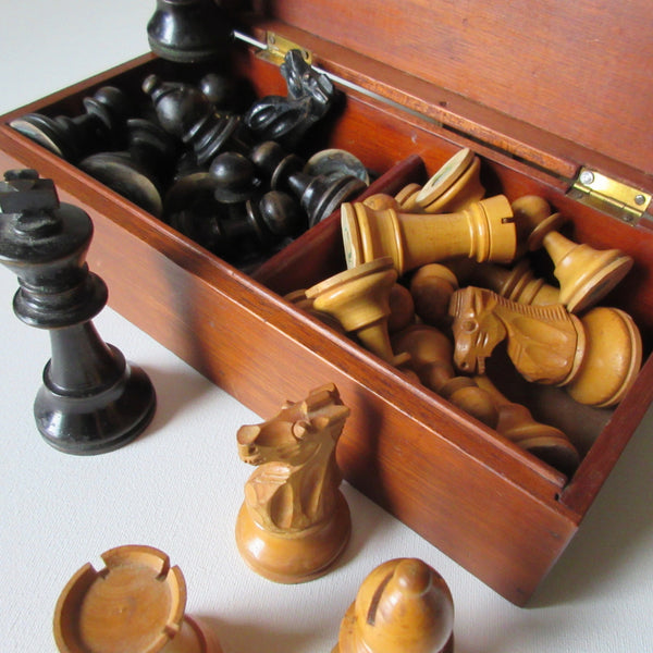 Antique Weighted "Staunton" Wooden Chess Set