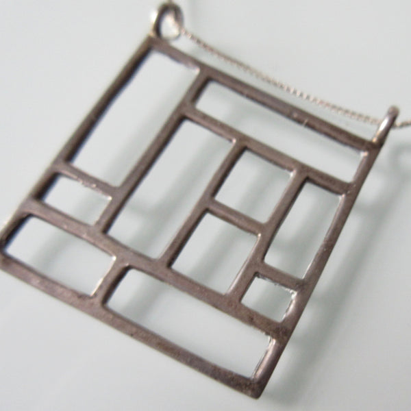 Grid Pendant on Sterling Silver Chain 20"