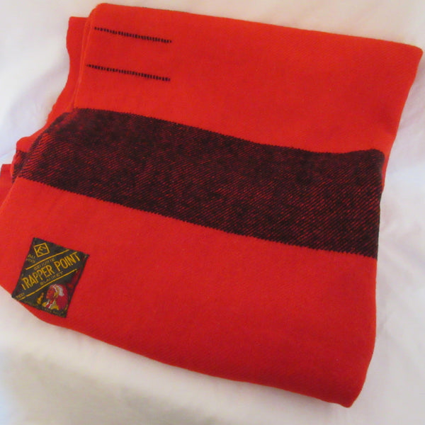 Vintage Wool Blanket Trapper Point Blanket Red