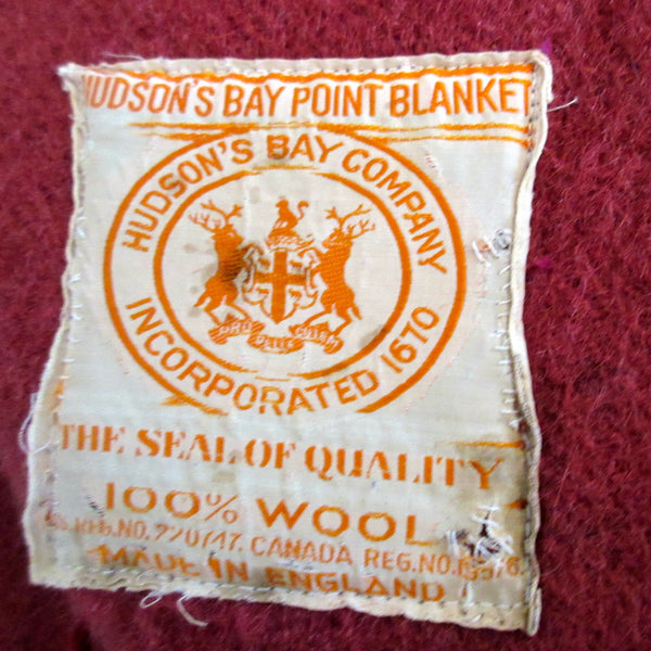 Vintage Wool Blanket Hudson's Bay 4 Point Cranberry
