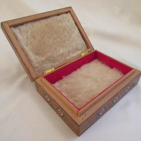 Inlaid Wooden Box fur lined