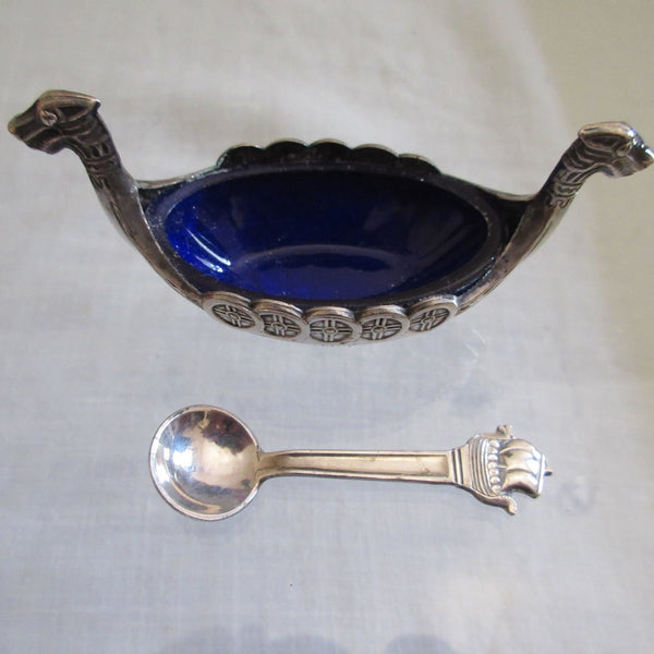Sterling Silver Salt Dish and Spoon
