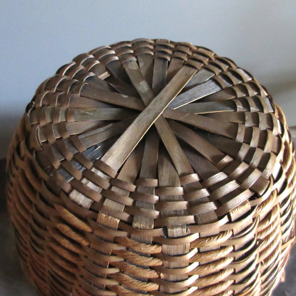 Vintage Lidded Yarn Basket Native American