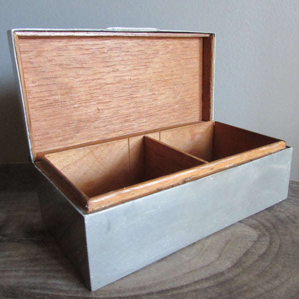 Antique Pewter Jewelry Box 