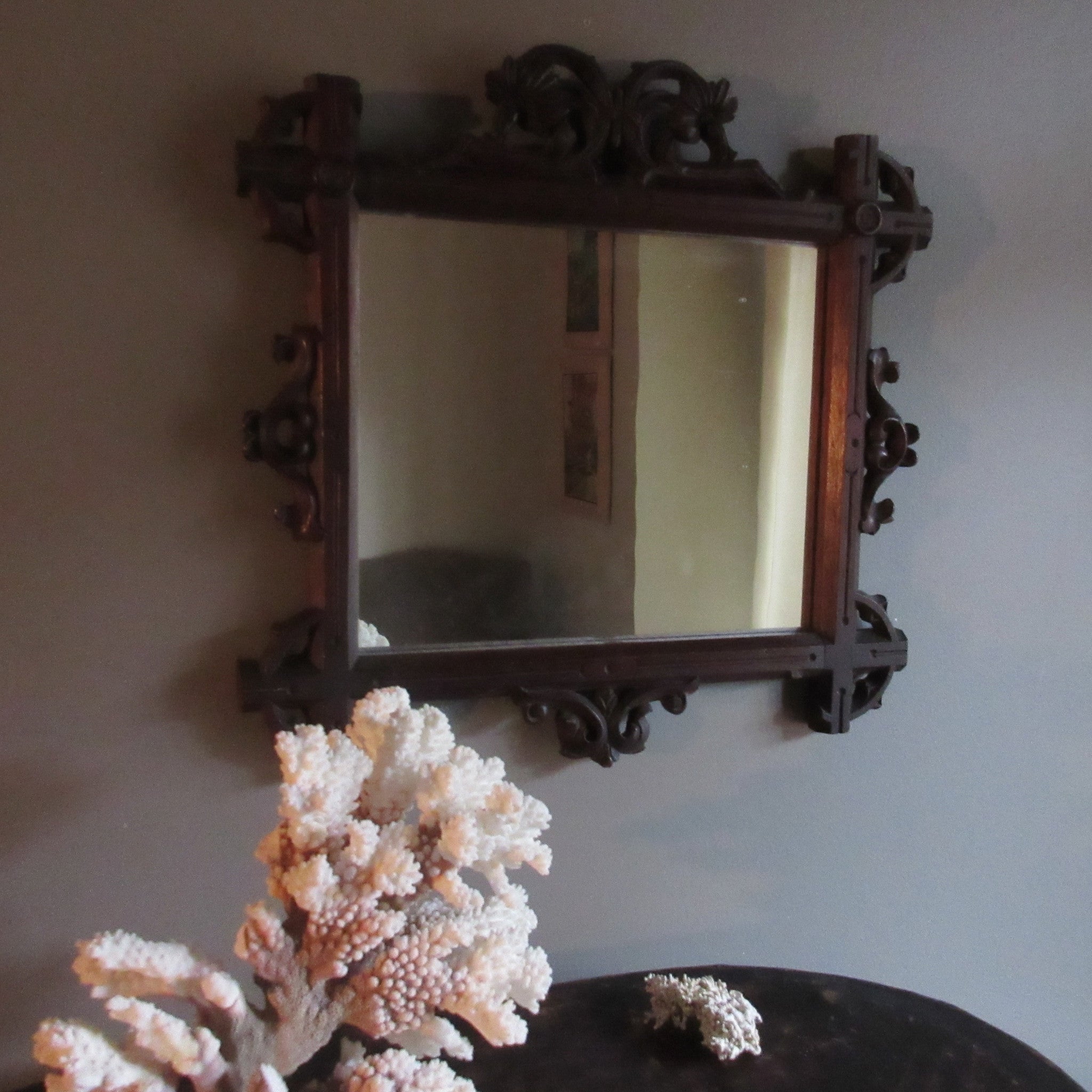 Victorian Carved Hall Portrait Mirror