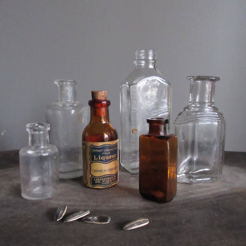 Vintage Glass Bottle Collection Medicine 