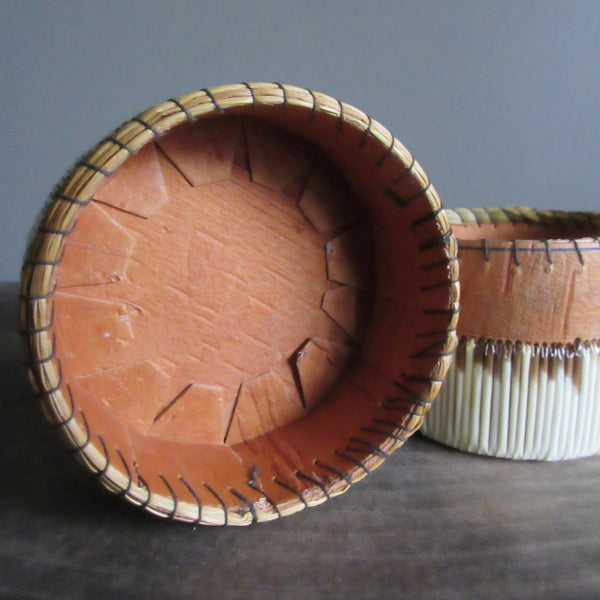 Canadian Birch Bark Porcupine Quill & Sweet grass Lidded Box