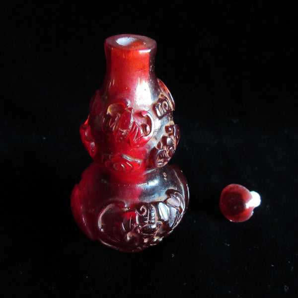 Reconstituted Amber Snuff Bottle
