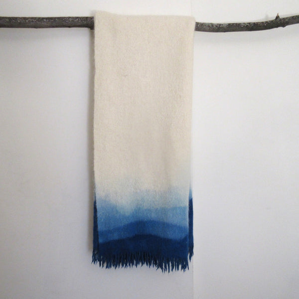 Vintage Dip Dyed Wool Mohair Blanket Throw- Blue