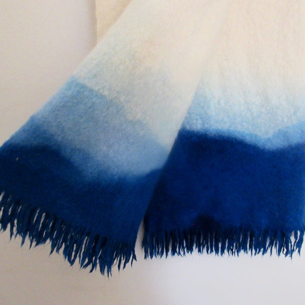 Vintage Dip Dyed Wool Mohair Blanket Throw- Blue