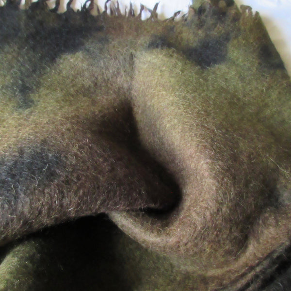 Vintage Over Dyed Mohair and Wool Throw Greens