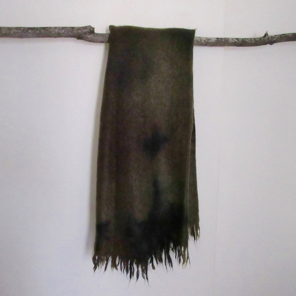 Vintage Over Dyed Mohair and Wool Throw Greens
