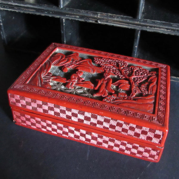 Chinese Cinnabar carved box