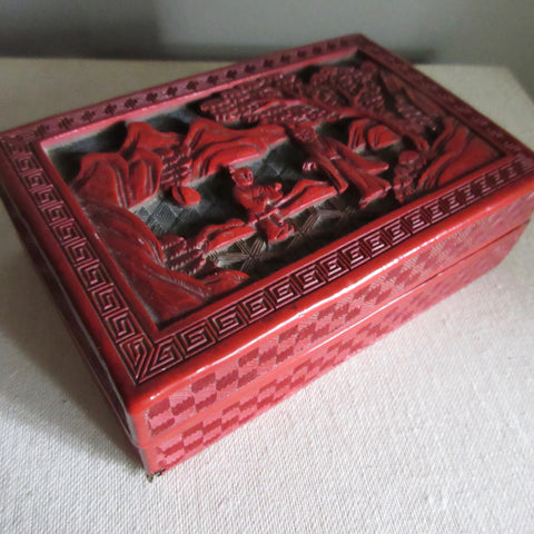  Cinnabar carved box
