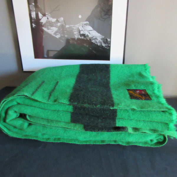 Vintage Wool Blanket Trapper Point Blanket Green