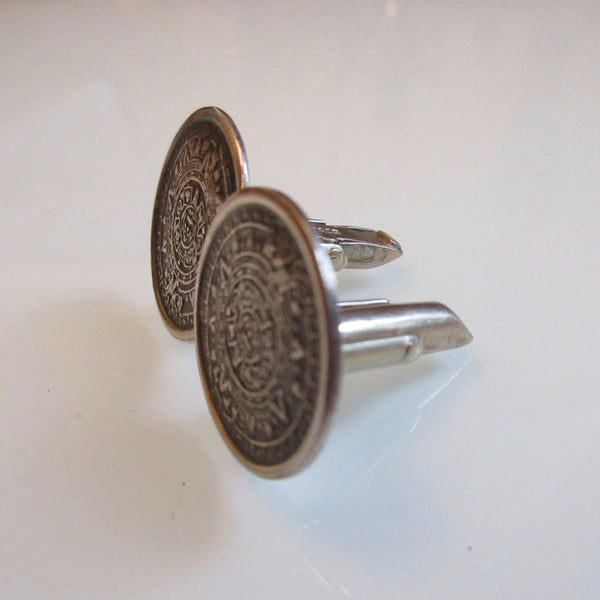 Vintage Aztec Sterling Silver Cuff Links