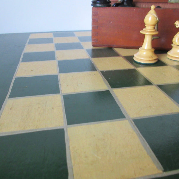 Chess Set and Board Antique Weighted "Staunton"