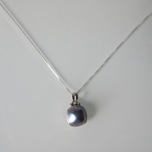 Mabe Blue Pearl Pendant on Sterling Silver Chain 20"