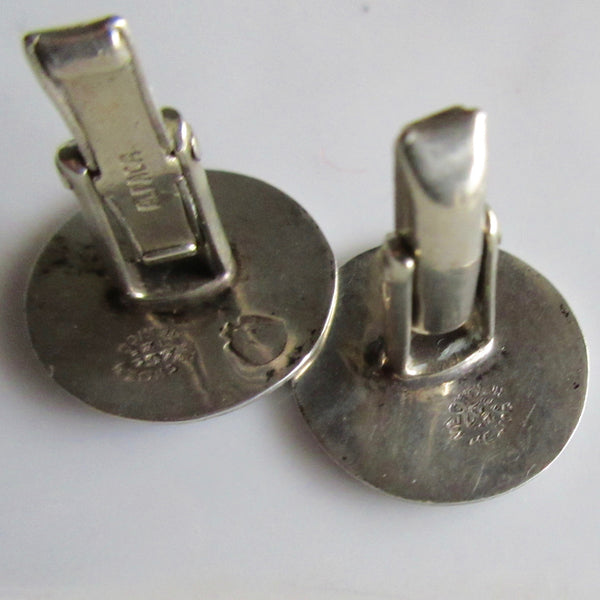 Vintage Aztec Sterling Silver Cuff Links