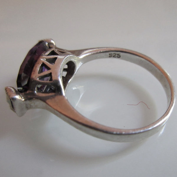 Amethyst, Marcasite & Sterling Silver Ring