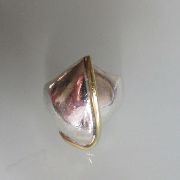 Vintage Sterling Silver Brass Detail Ring