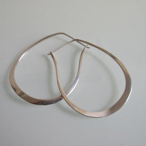 Contemporary Sterling Silver Hoop Earrings- Oblong