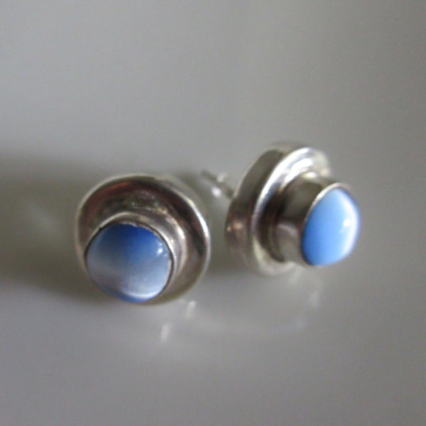 Sterling Silver & Moonstone Stud Earings