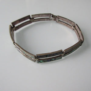 Vintage Mexican Sterling Silver & Mother of Pearl Bracelet