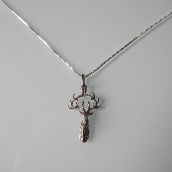 Sterling Silver Buck Pendant & New Box Chain Necklace