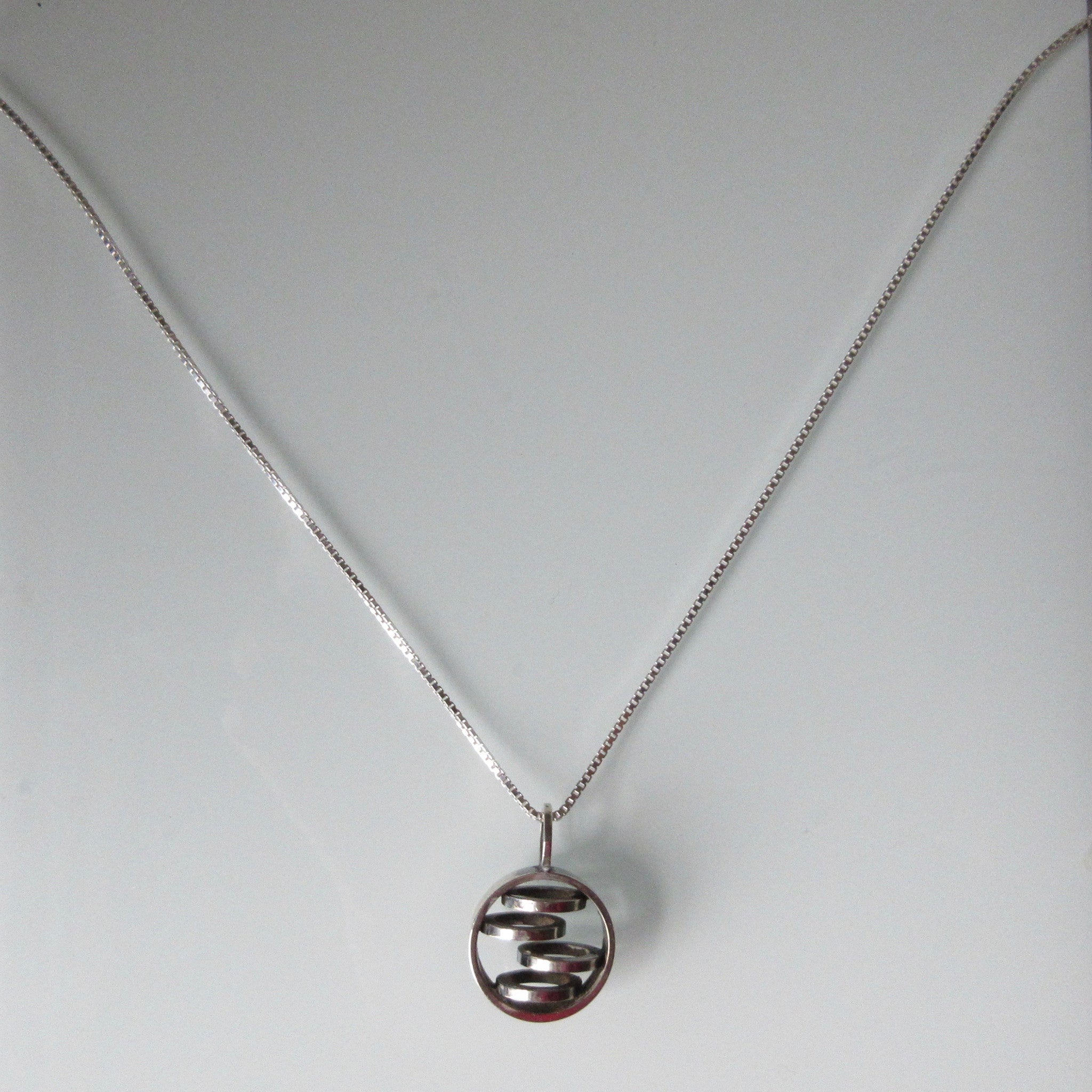 MidCentury Modern Pendant & Sterling Silver Chain 20"