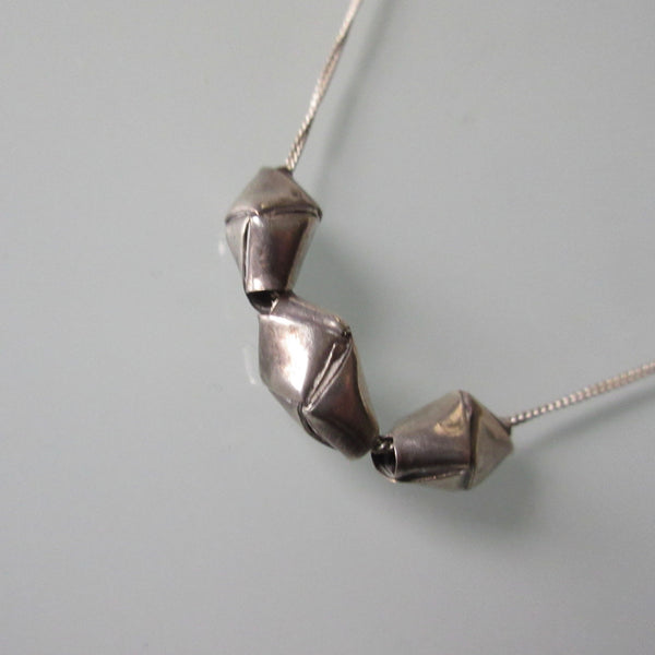 Origami Beads on Sterling Silver Chain 16"