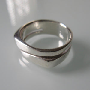 Contemporary Two Level Sterling Silver Ring
