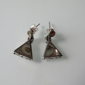 Mother of Pearl Triangle Sterling Silver Earrings