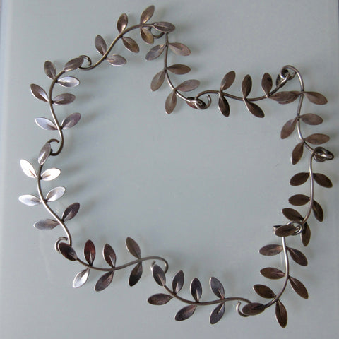 Modernist Sterling Silver Leaf Design Choker