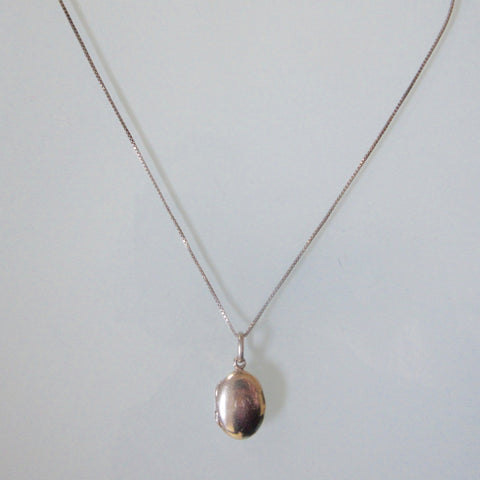 Engraved Sterling Silver Oval Locket and Chain