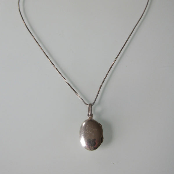 Engraved Sterling Silver Oval Locket and Chain