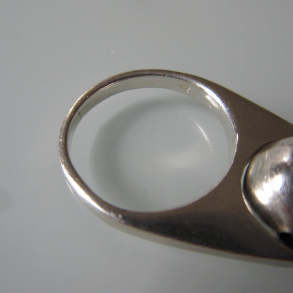 Modernist Sterling Silver Spinning Ball Ring