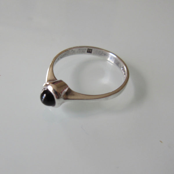 Modernist Sterling Silver Onyx Ring British