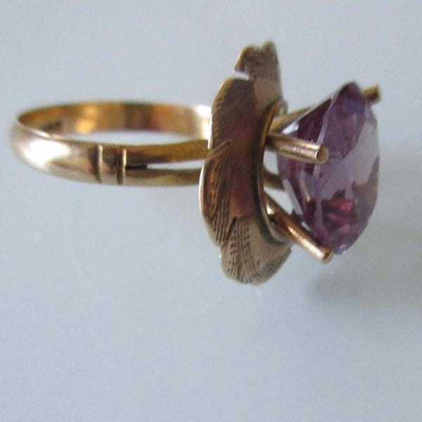 Gold & Pink Sapphire Colour Oval Cut Ring