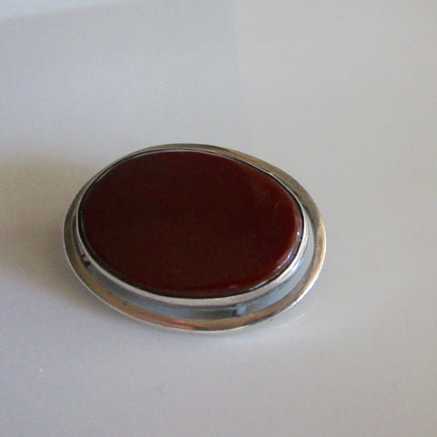 Modernist Red Jasper and Silver Brooch with Optional Pendant Israel