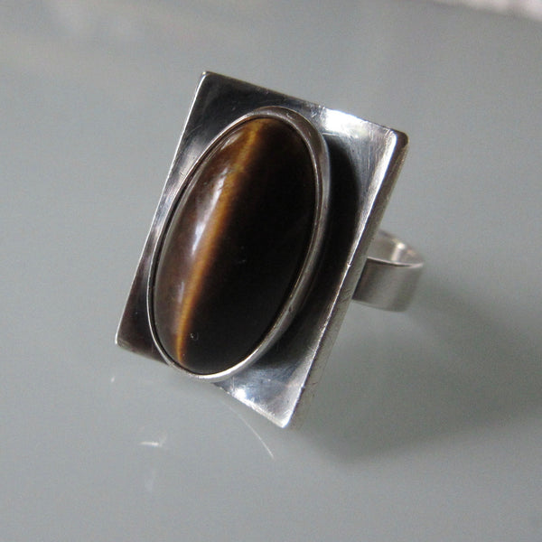 Neils Erik From Mid Century Modern Tigers Eye Sterling Silver Ring