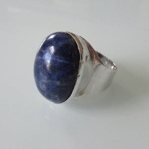 Mid Century Modern Sodalite Sterling Silver Ring -Isreal