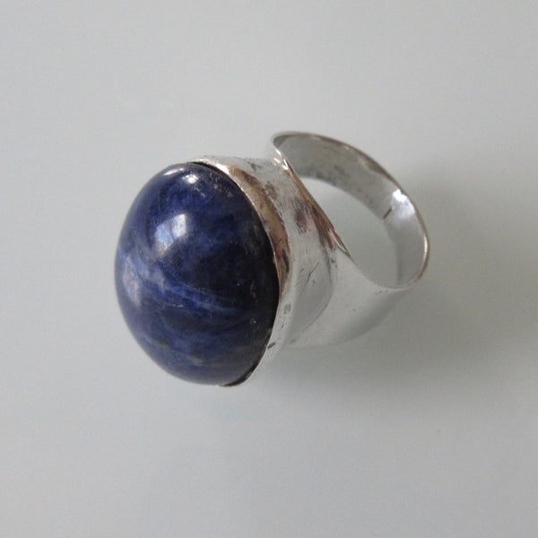 Mid Century Modern Sodalite Sterling Silver Ring