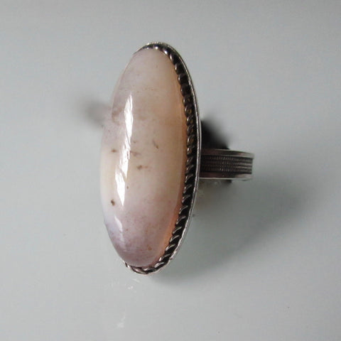 Quartz Agate Blush Pink & Sterling Silver Ring Russian