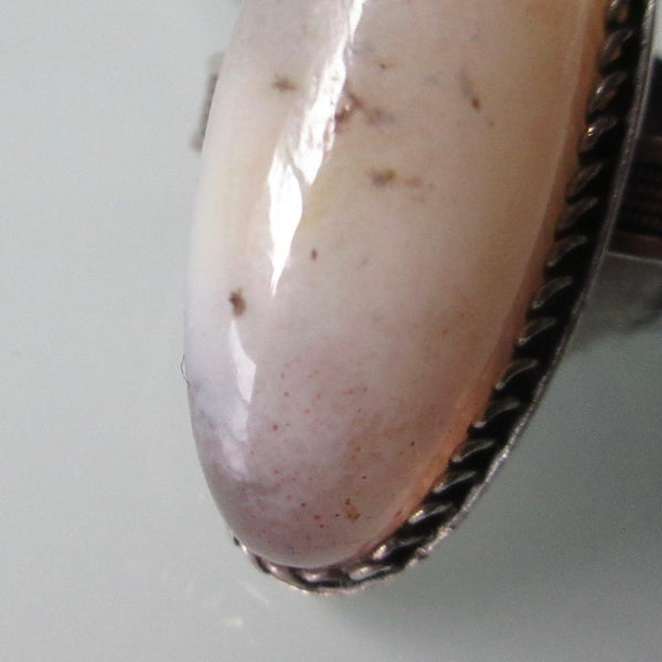 Quartz Agate Blush Pink & Sterling Silver Ring Russian