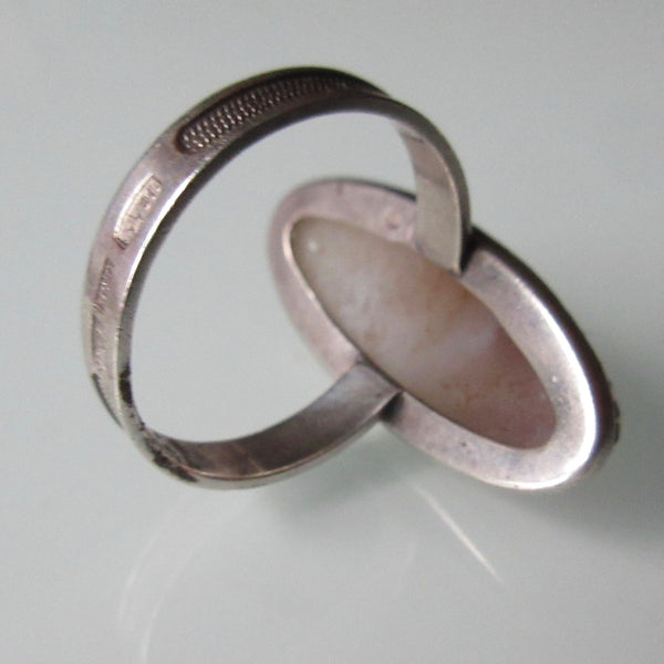 Quartz Agate Blush Pink & Sterling Silver Ring Russian