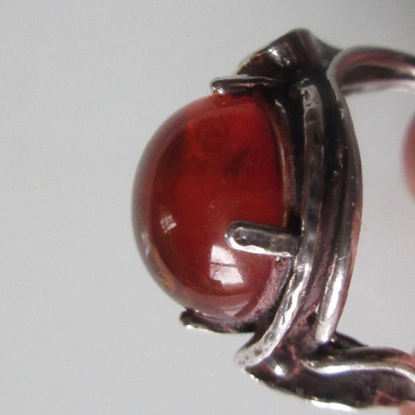 Art Nouveau  Style Amber & Sterling Silver Ring