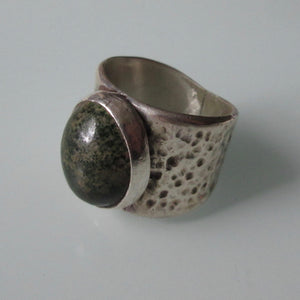 Green Moss Textured Sterling Silver Ring